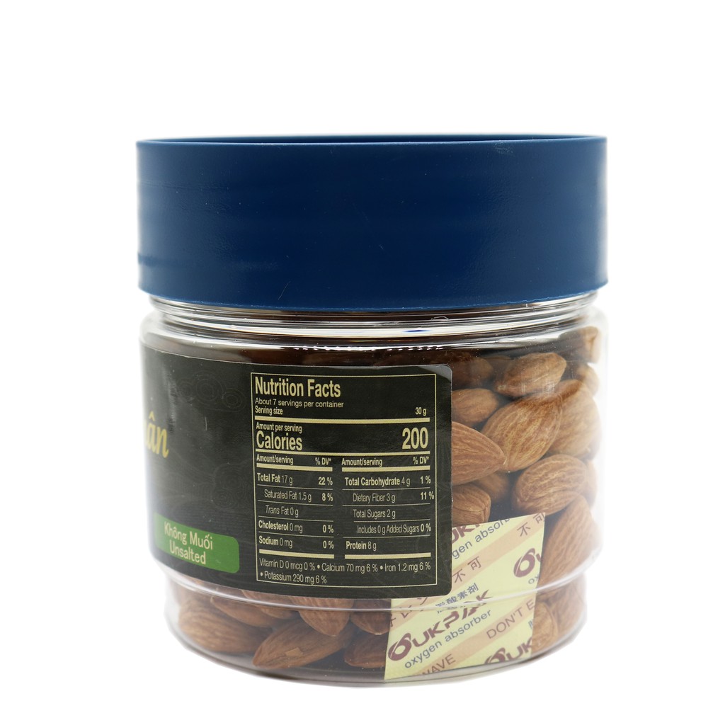 LAFOOCO Hạnh nhân Mỹ sấy không muối 200g/ hủ