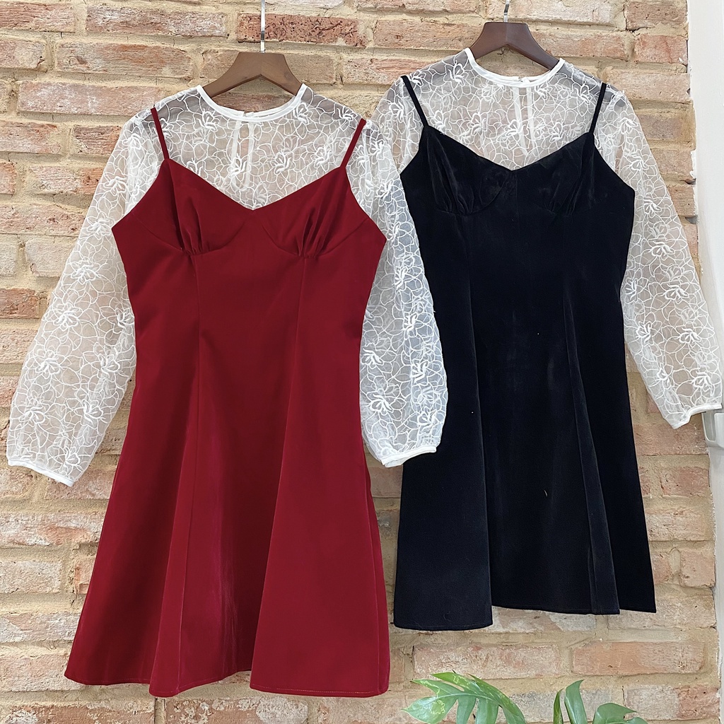 SET ĐẦM DÂY KÈM ÁO HOA HAI MÀU XINH XẮN - KILY DRESS
