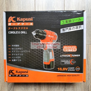 Máy khoan Kapusi Japan pin Lithium-ion cao cấp 16,8V, cam kết không chổi than, Bảo hành 12 tháng