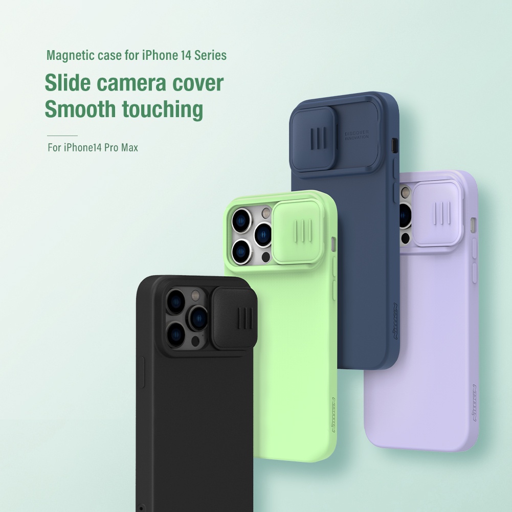 Nillkin Cho iPhone 14 Pro Max / iPhone 13 / iPhone14 Plus CamShield Silky Silicone Từ Tính Bảo Vệ Ống Kính Máy Ảnh Trượt Vỏ Điện Thoại Ốp Lưng Vỏ Tương Thích