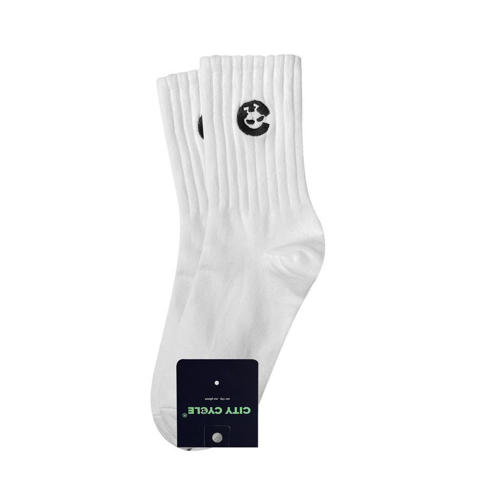 Tất trơn cổ cao thêu Logo City Cycle chất cotton cao cấp basic nam nữ unisex