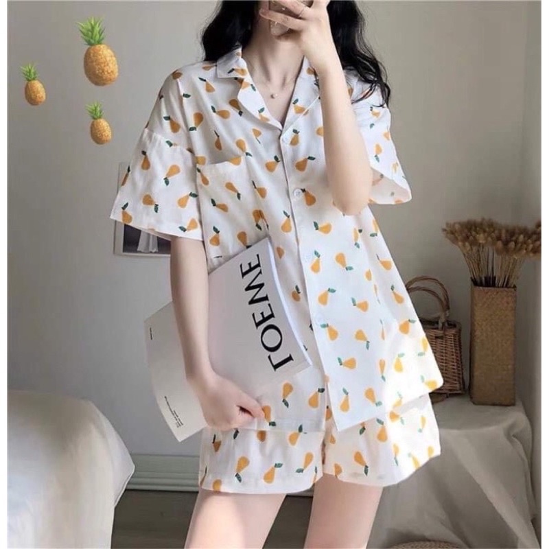 Đồ bộ nữ pijama mặc nhà, bộ ngủ dễ thương quần cộc áo cộc chất vải thô hàn mềm cho mùa hè