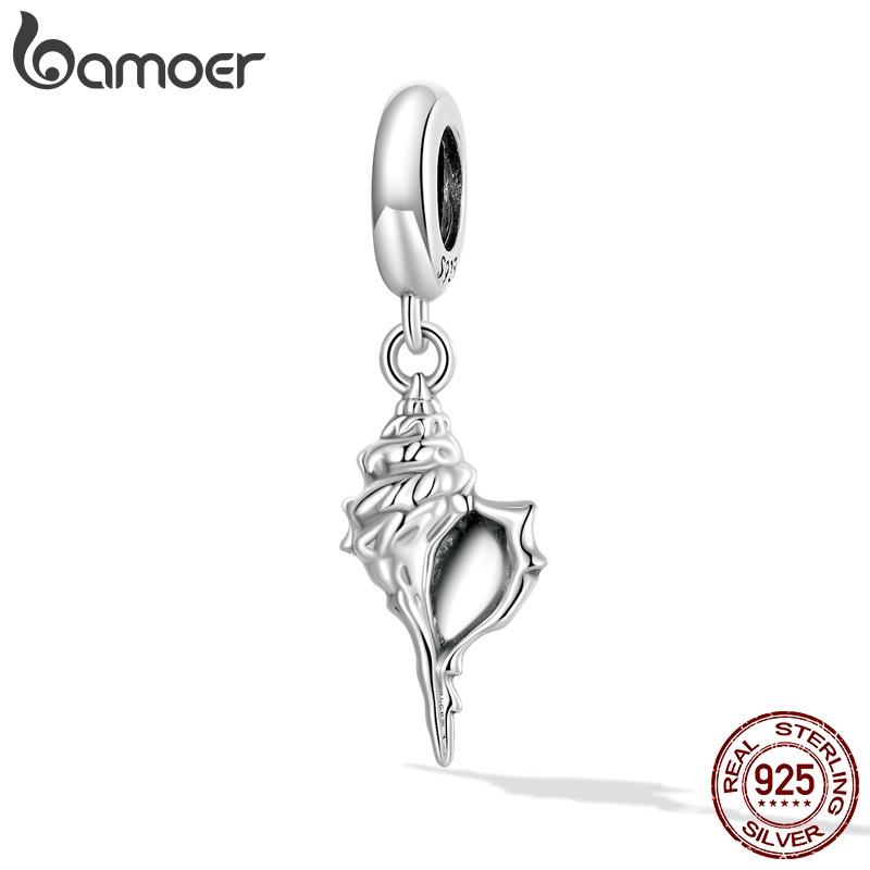 Mặt phụ kiện Bamoer bằng bạc 925 mặt hình vỏ ốc thời trang
