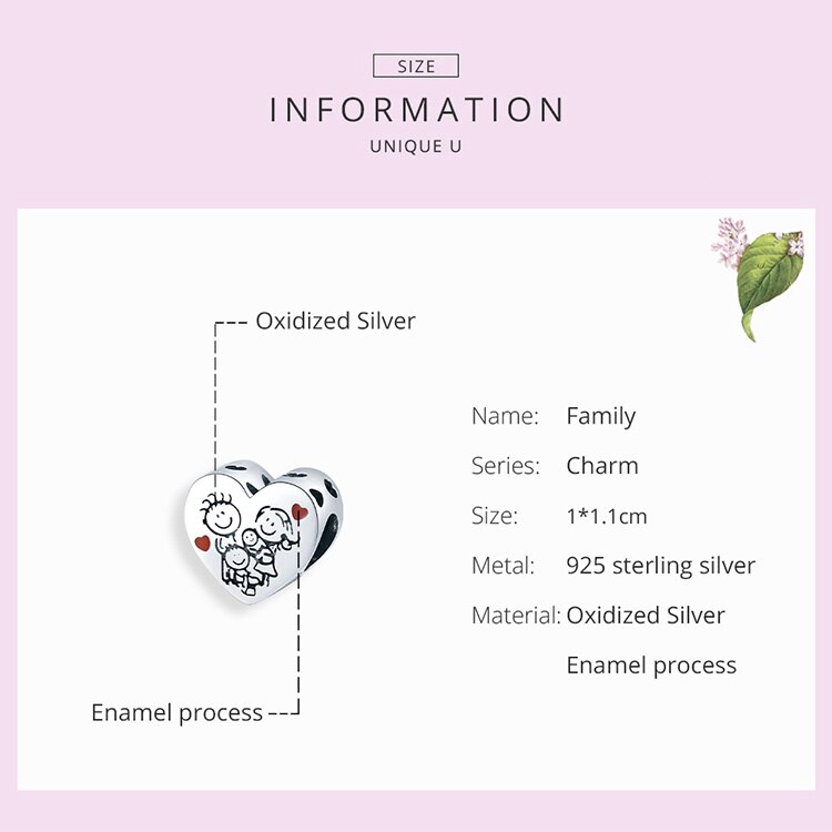 BAMOER Hạt Charm Hình Trái Tim Bằng Bạc 925 BSC237 Dùng Làm Trang Sức