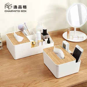 Hộp đựng khăn giấy CASEGRACE để bàn có nắp đậy gỗ hình chữ nhật đa năng