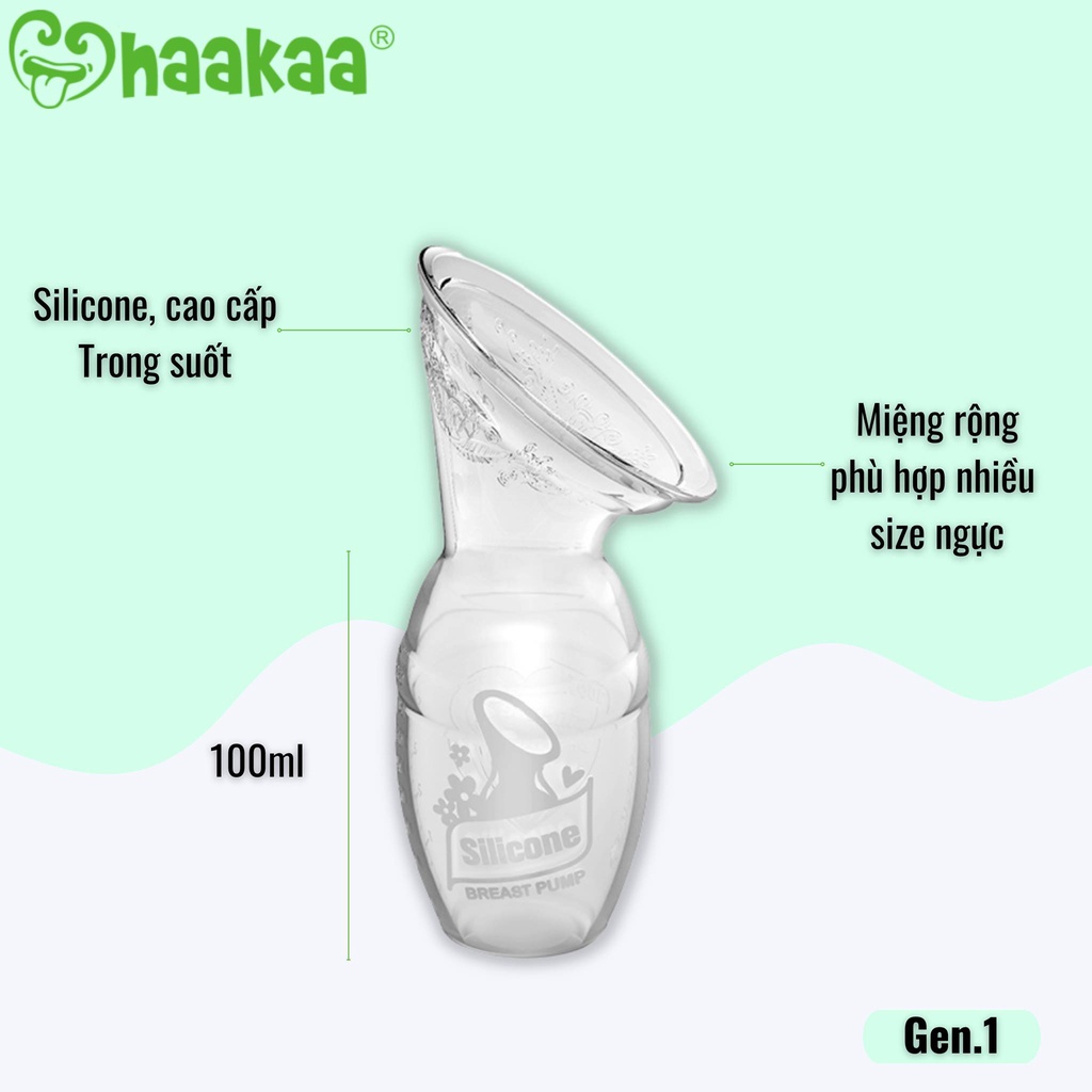 Mô tả Cốc Hứng Hút Sữa Gen.1 Haakaa, New Zealand. Thay Thế Máy Hút Sữa - 2