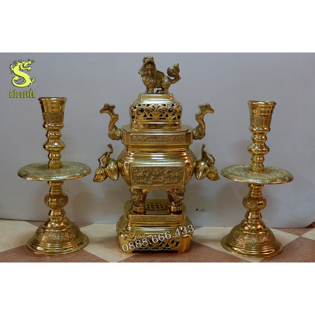 Bộ Tam Sự Đỉnh Vuông Trái Đào Dapha cao 46 cm | Shopee Việt Nam