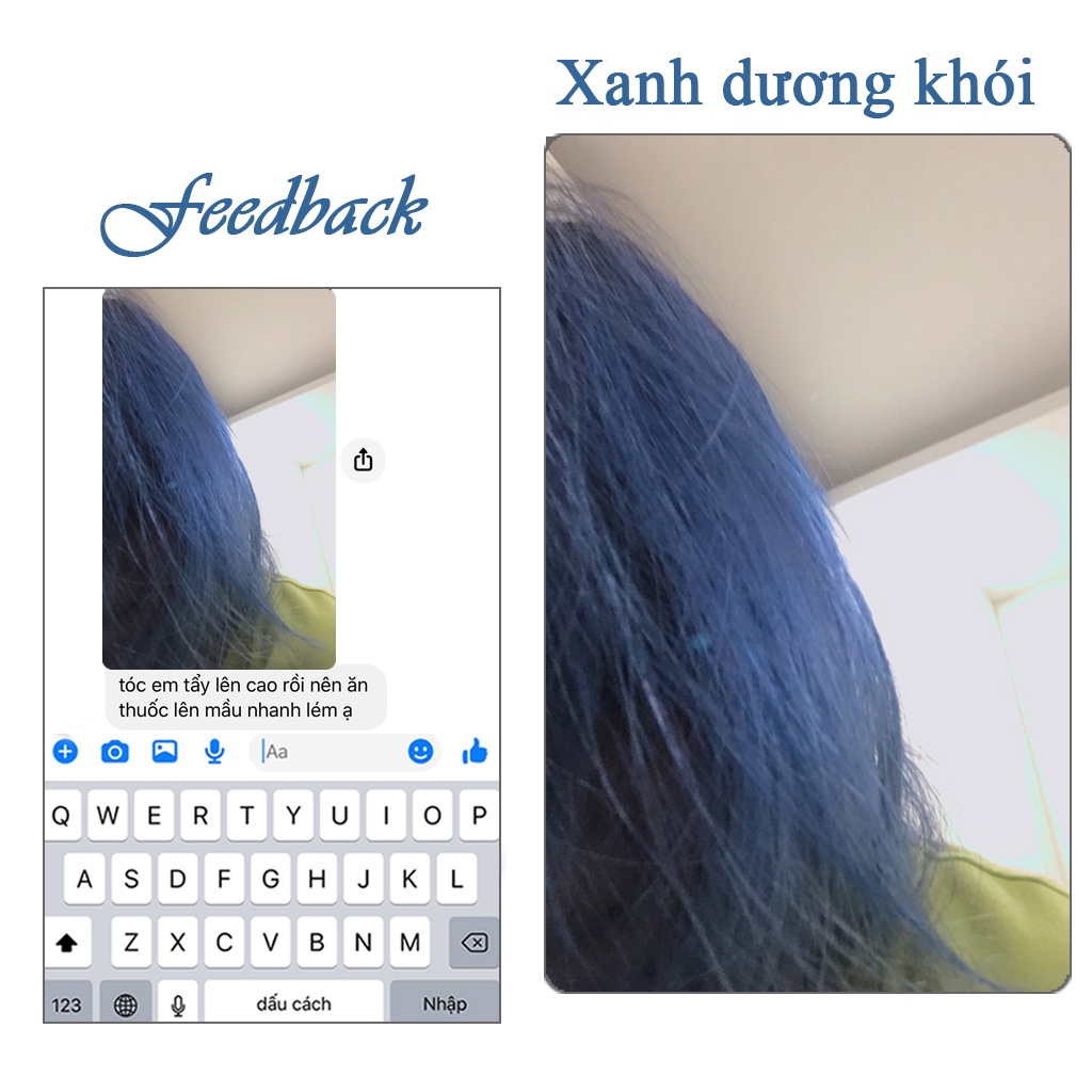 Thuốc nhuộm tóc màu XANH DƯƠNG ÁNH KHÓI SÁNG 100ml  màu nhuộm lên chuẩn tone