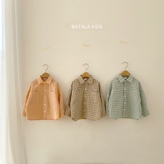 Áo sơ mi bé gái bé trai Batala kids phom thụng Hàn Quốc hoạ tiết kẻ caro nổi bật cho bé từ 9-25kg SMCR02