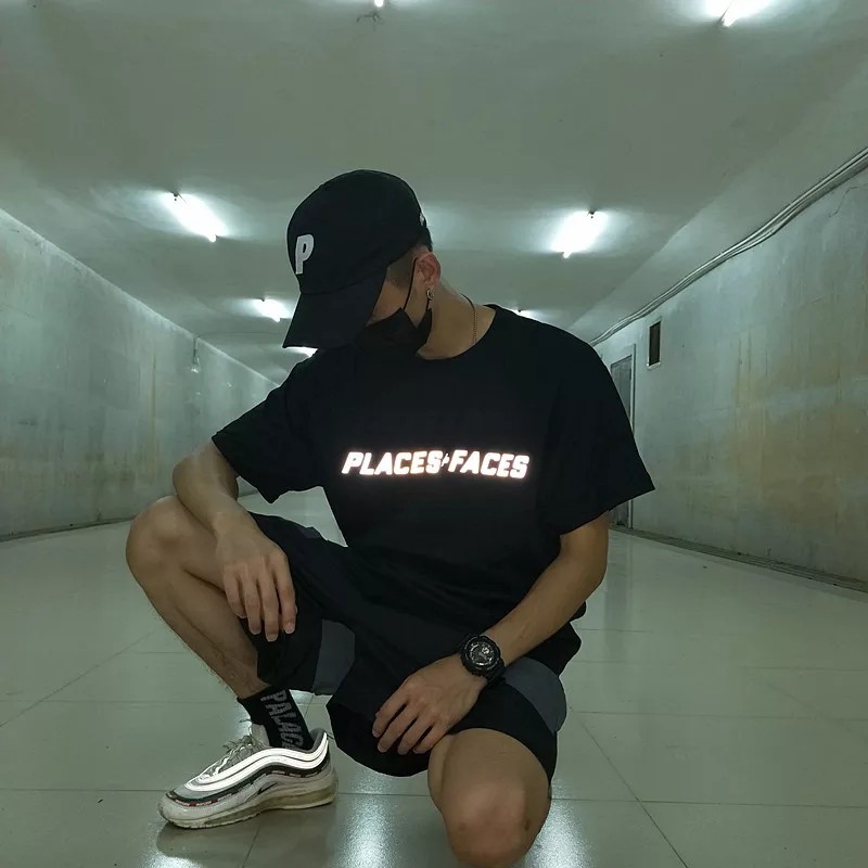 Áo thun Stee Cổ tròn Phản quang PLACES and FACES Localbrand ICVCVNI Unisex Menwear