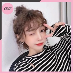 Tóc Mái Giả Xoăn Hàn Quốc, Tóc Giả Mái Xoăn Dễ Thương [Có clip, ảnh thật] phong cách Hàn Quốc giống tóc thật Qiqishop