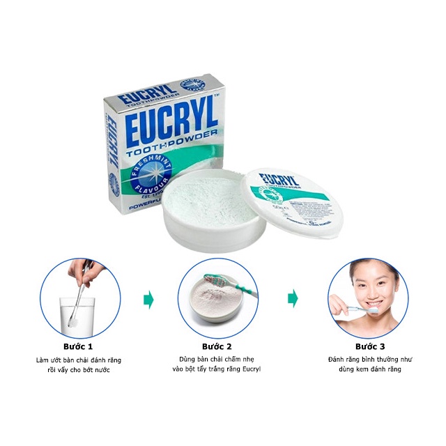 Kem Đánh Răng Eucryl 62g, Bột Tẩy Trắng Răng Eucryl 50g Giúp Sạch Miệng Trắng Răng, Hơi Thở Thơm Mát