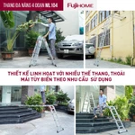 Thang nhôm 3,4 mét - 4,6 mét gấp 4 đoạn FUJIHOME Nhập Khẩu đa năng xếp gọn 4 khúc gia đình chữ M — ảnh 5