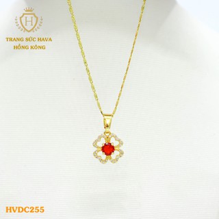 Dây Chuyền, Vòng Cổ Nữ Mặt Đính Đá, Titan Xi Mạ Vàng Non 24k Cao Cấp - Trang Sức Hava Hong Kong