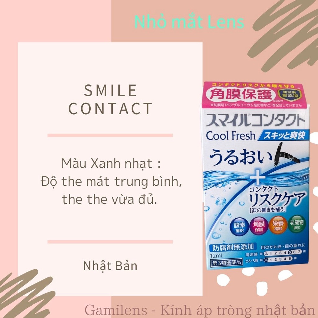 Nhỏ mắt cấp ẩm, cấp dưỡng the mát PURE SMILE Nhật Bản chuyên dùng cho lens