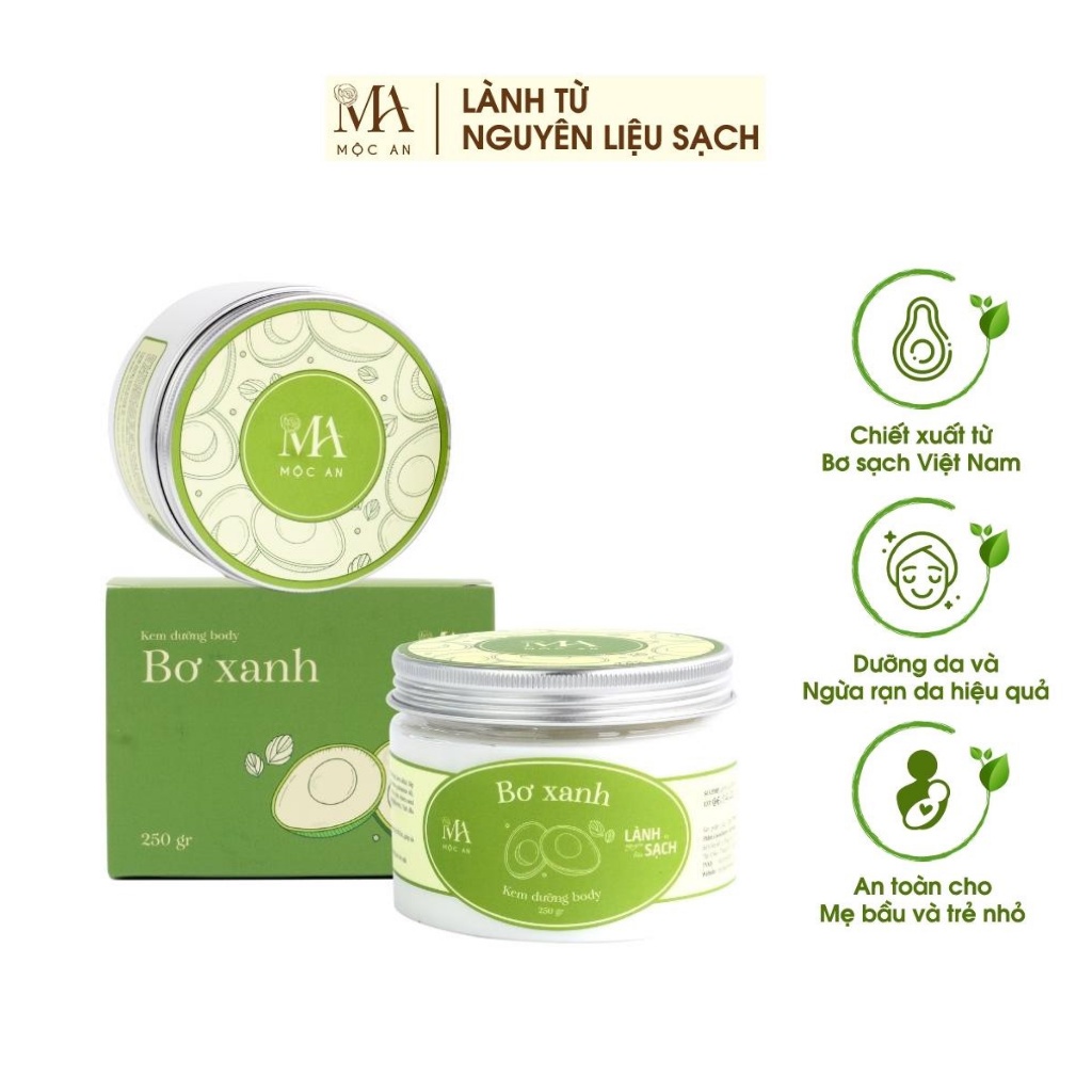 Mô tả Kem Dưỡng Body Mộc An Chiết Xuất Bơ Xanh Cấp Ẩm, Dưỡng Da Sáng Mịn 250g - 3