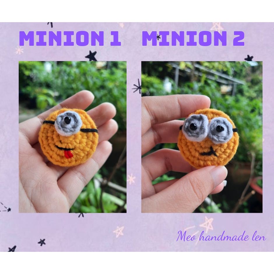Pin/Ghim cài doraemon, minions, động vật bằng len - Handmade len - Crochet