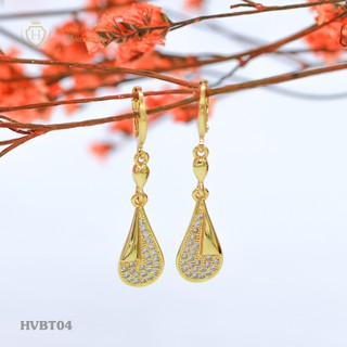Bông Tai, Khuyên Tai Nữ Dáng Dài Đính Đá Màu Trắng Xi Mạ Vàng Non Cao Cấp - Trang Sức Hava