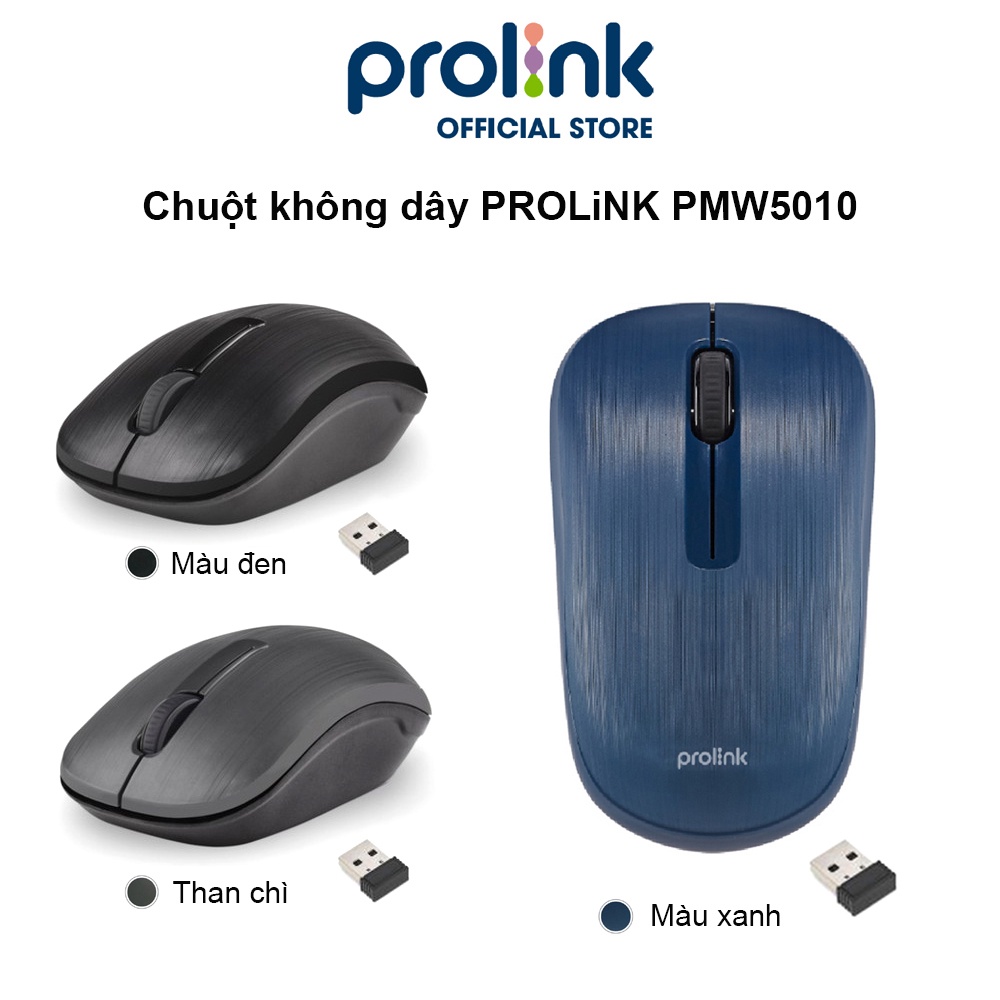 Chuột không dây PROLiNK PMW5010 kết nối tốc độ cao, tiết kiệm pin dùng cho PC, Macbook, Laptop