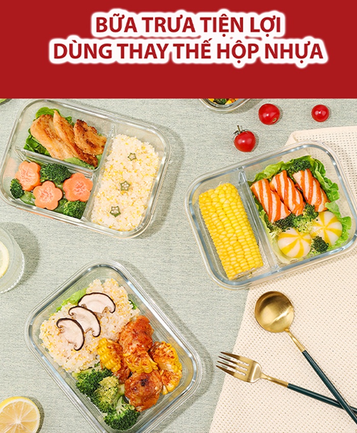 Mô tả Hộp cơm văn phòng KIPOR KP-HC01 - Thuỷ tinh cao cấp dùng được trong lò vi sóng - Chống tràn, tiện lợi - Hàng chính hãng - 4