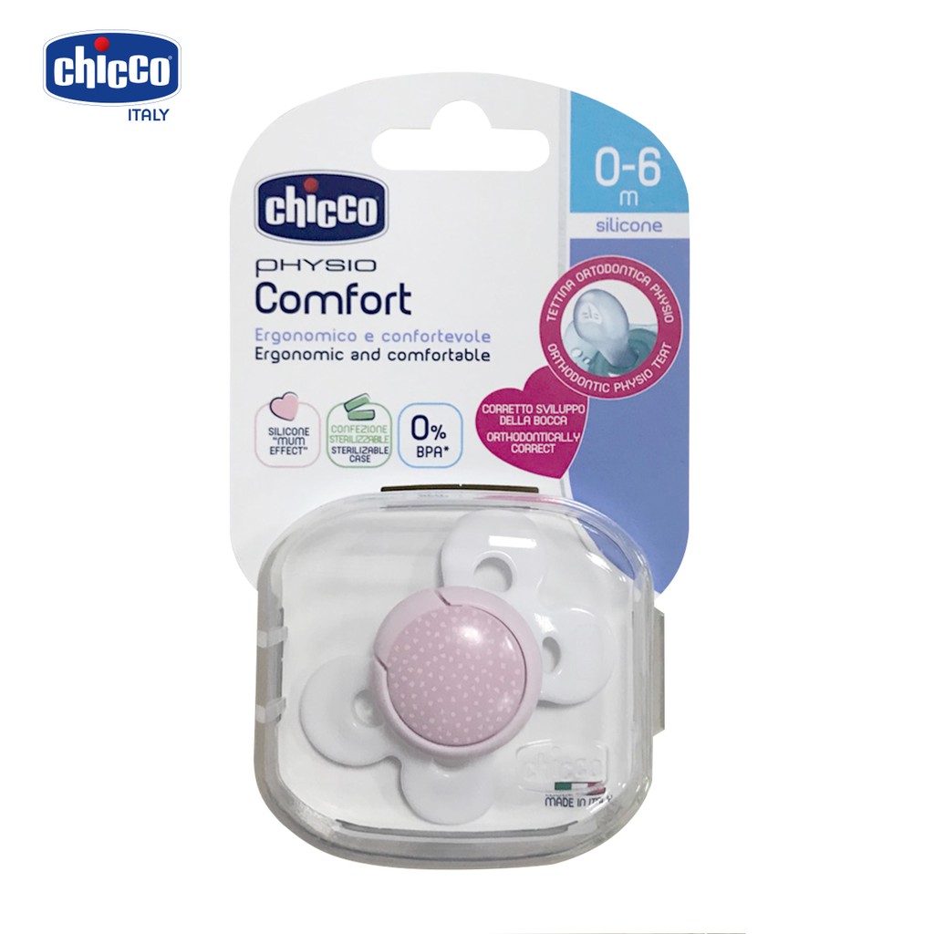 Ảnh Ty ngậm silicon Chicco Physio Comfort màu hồng 0 - 6M 1