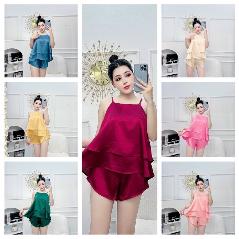 Bộ Ngủ Yếm Ngủ Latin Dây Bính Latin Mặc Nhà Trơn Dễ Thương 40-60kg -S88