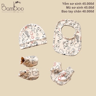 Sét mũ, bao tay bao chân, yếm Bamboo, Little Love cho bé | Minizon Kids