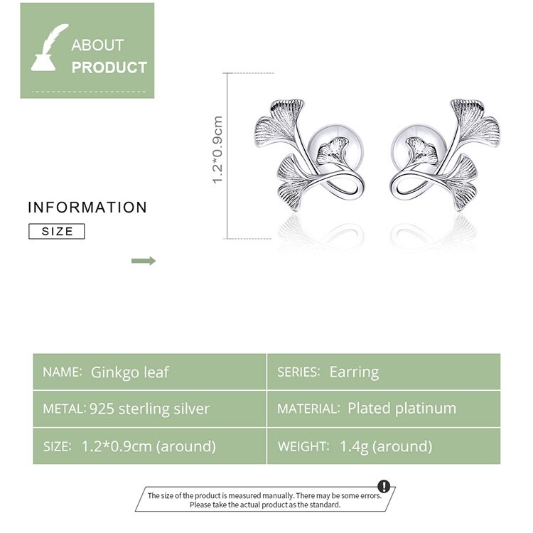 Bamoer Bông Tai bạc 925 Hình Chiếc Lá Sang Trọng Cho Nữ bse328