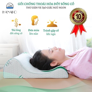 Gối Kê Cổ Hanako Hỗ Trợ Thoái Hóa Đốt Sống Cổ  – Thiết Kế 2 Đầu Cao Thấp, Điều Chỉnh Tư Thế Ngủ