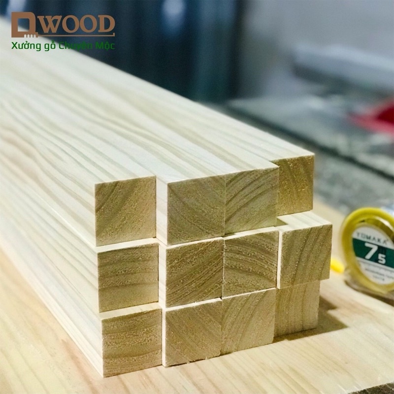 Ảnh Thanh gỗ vuông 5cm Dwood gỗ thông đã xử lý đẹp chắc chắn 3
