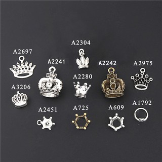 10 Chiếc Cổ Hợp Kim Bạc Mini 3D Vương Miện Quyến Rũ Trang Sức Mặt Dây Chuyền Quyến Rũ DIY Cho Vòng Tay Vòng Cổ
