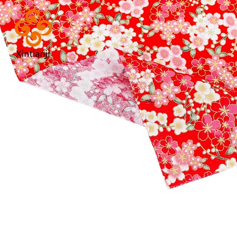 Đồng phục kimono đồng vải đỏ phong cách Nhật Bản, họa tiết hoa cho thời trang và may mặc - TJ8962