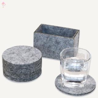 Ll Bộ 8 Đế Lót Ly Bằng Nỉ Màu Xám Nhạt / Xám Đậm Kèm Hộp Đựng