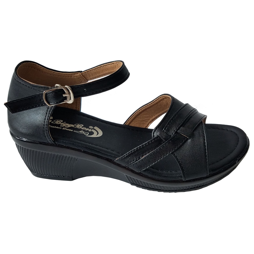 Giày Sandal Đế Xuồng Da Bò Thời Trang BIGGBEN Cao 5cm HKD572