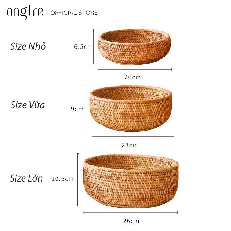 Khay Mây Guột Tròn ONGTRE, Khay Đựng Đồ Ăn, Trà Bánh, Hoa Quả, Khay Decor Nhà Cửa, Handmade, Nhà Hàng, Khách Sạn, Resort