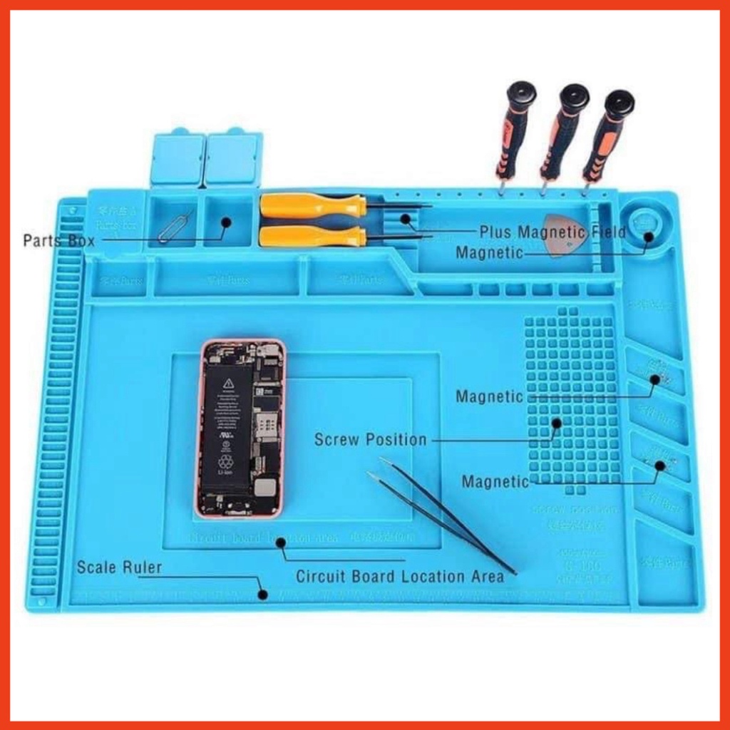 Thảm lót sửa chữa điện thoại chịu nhiệt DK-860 450x300x5mm, dùng kê máy, để ốc vít khi tháo lắp, hàn khò