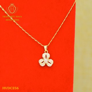 Dây Chuyền, Vòng Cổ Nữ Mặt Đính Đá, Titan Xi Mạ Vàng Non 24k Cao Cấp - Trang Sức Hava Hong Kong
