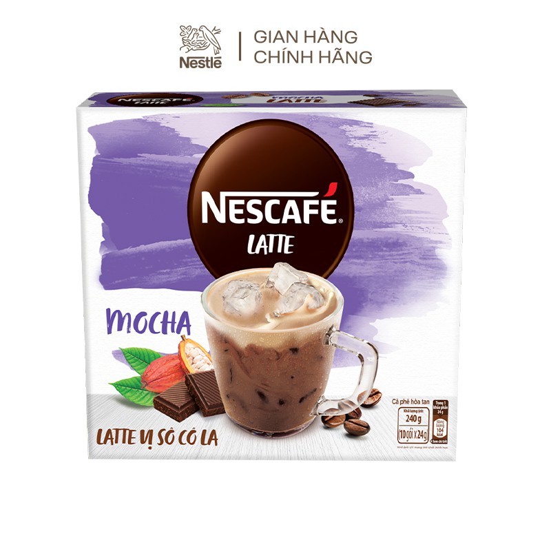 [BAO BÌ MỚI] Cà phê hòa tan NESCAFÉ Latte Vị Sô cô la (Hộp 10 gói x 24g)