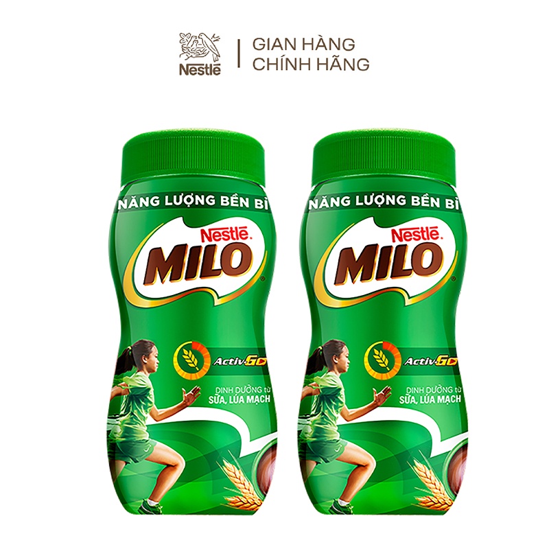 Combo 2 hũ thức uống lúa mạch Nestlé® Milo® nguyên chất 400g (hũ nhựa)