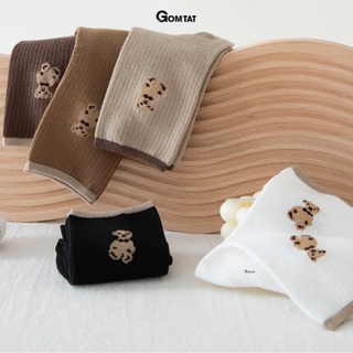 Set 5 đôi tất vớ cao cổ nữ cute thời trang GOMTAT họa tiết chú gấu dễ thương, chất liệu mềm mại thoáng mát  -CBCC83