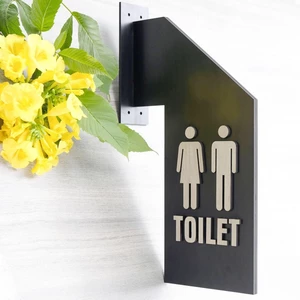 Bảng gỗ Toilet 2 mặt gắn tường khu vực nhà vệ sinh WC