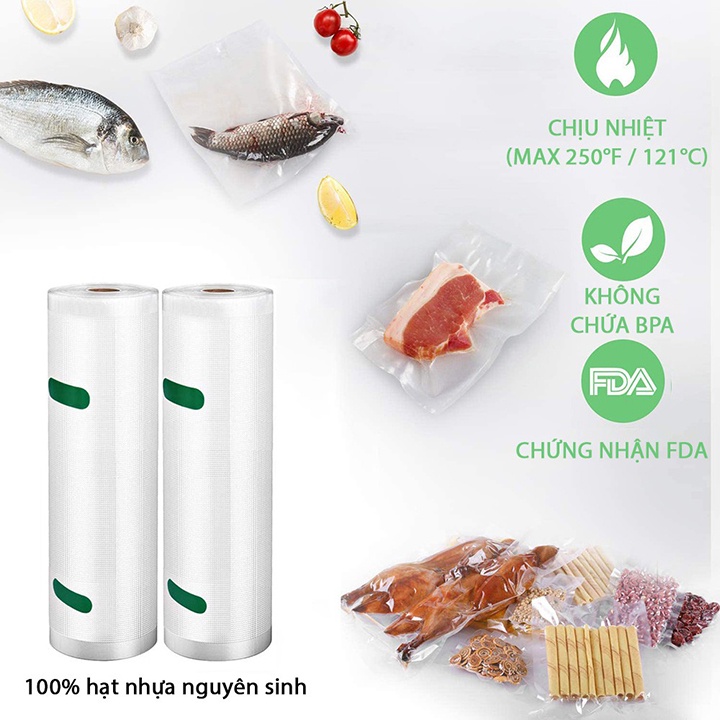 ❤️FREESHIP❤️túi hút chân không một mặt nhám nhiều kích thước - cuộn dài 5m hoặc combo túi lẻ