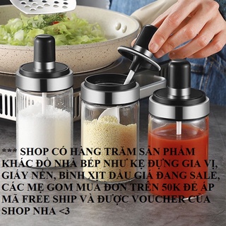 Lọ Đựng Gia Vị, Hũ Gia Vị Thủy Tinh Kèm Muỗng Dung Tích 250ML Mẫu Mới 2022 - #hudunggiavi