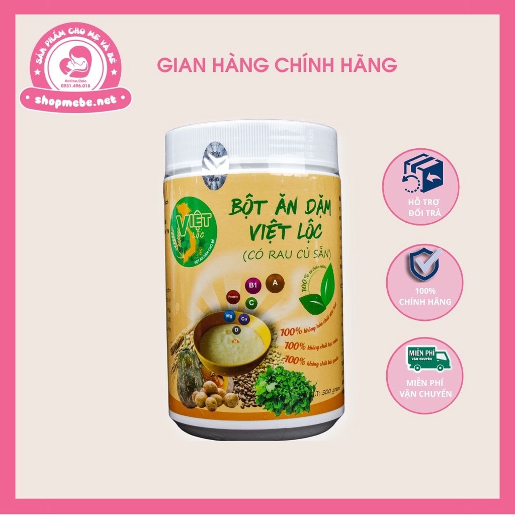 Bột Ăn Dặm Việt Lộc Chính Hãng Không Chất Phụ Gia Hộp 500G | Shopee Việt Nam
