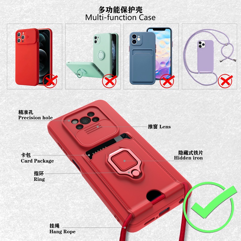 Ốp Điện Thoại Hình Máy Ảnh Có Ngăn Trượt Đựng Thẻ Và Dây Đeo Cho Xiaomi mi 11T 11 Lite 5G NE POCO X3 NFC M3 C3 POCO X3 Pro