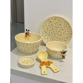 Phong Cách Hàn Quốc Kem Nhỏ Hoa Series Gốm Bộ Đồ Ăn Bát Cơm Súp Bát Món Ăn Hộ Gia Đình Đĩa