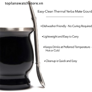 Toplanswatchstore Yerba Mate Set Cốc Uống Trà Bằng Thép Không Gỉ Hai Lớp Hình Quả Bầu Và Con Voi VN
