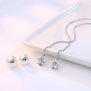 Bông tai dài ngọc ngôi sao kẹp đá nhân tạo BHBT150