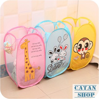 Giỏ Lưới Đựng Đồ, Sọt Vải Họa Tiết Đựng Quần Áo Gấp Gọn, Túi Đựng Đồ Đa Năng Xếp Gọn-GD18-RQA
