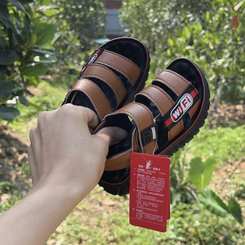 sandal bé trai - dép quai hậu cho bé 3 quai da đế mềm, êm mùa hè, đi học chống trượt 925 ( ảnh thận)